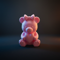 3D printed She/Her bear figurine with cinematic dramatic lighting