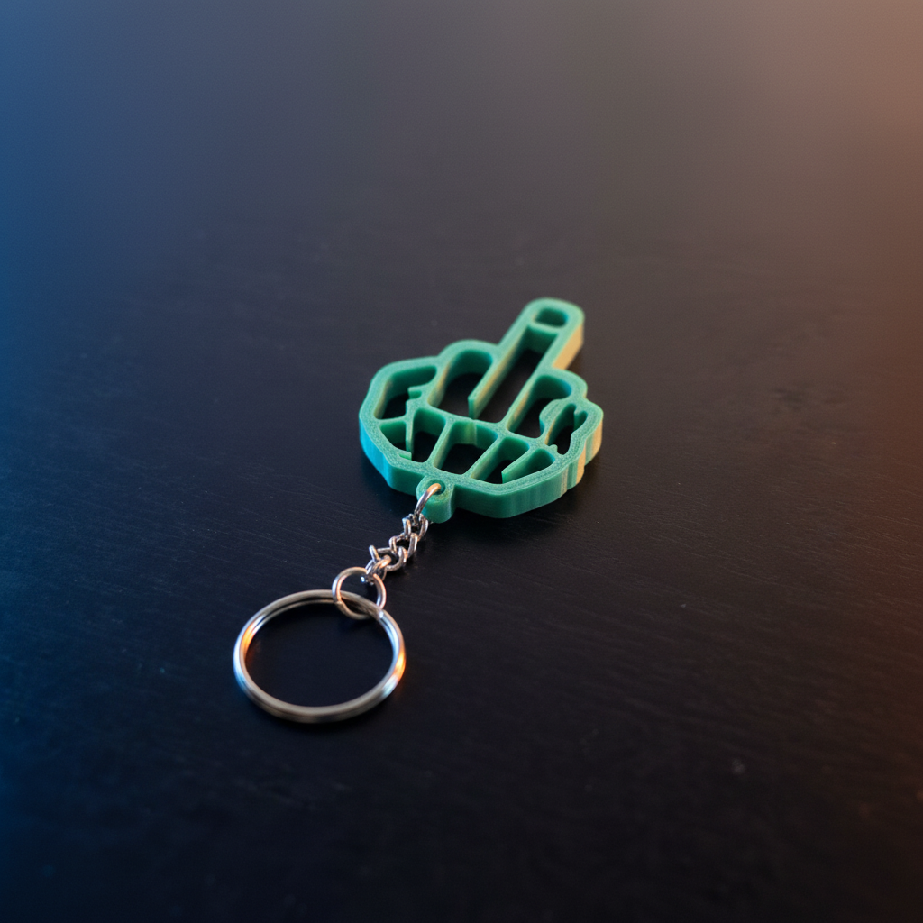 3D printed keychain with cinematic dramatic lighting