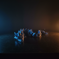 3D printed crystal dragon fidget with cinematic dramatic lighting